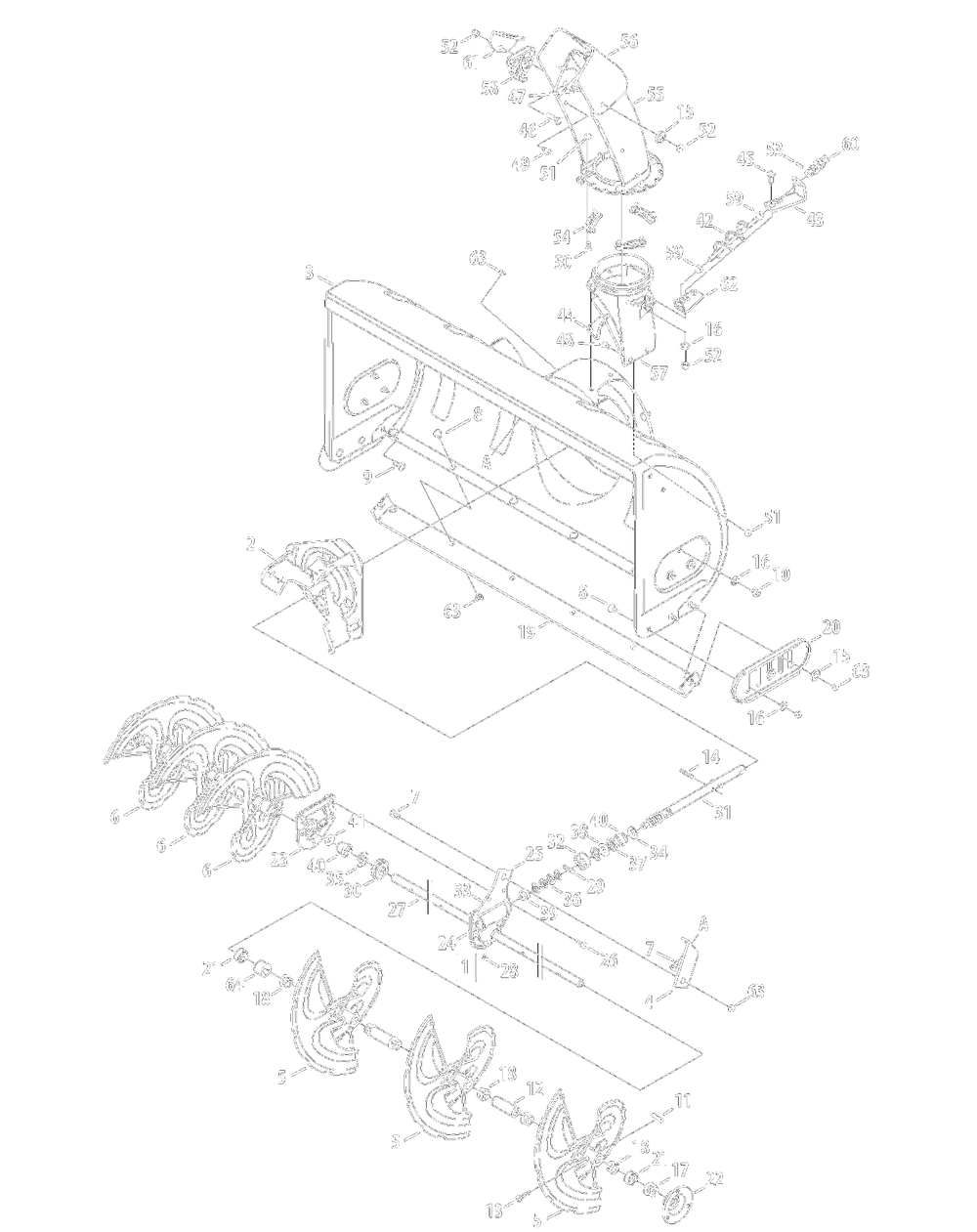 Chute Assembly Diagram and Parts List for OEM-190-032 (190-032-101)(2014) Yard Machines Lawn Tractor